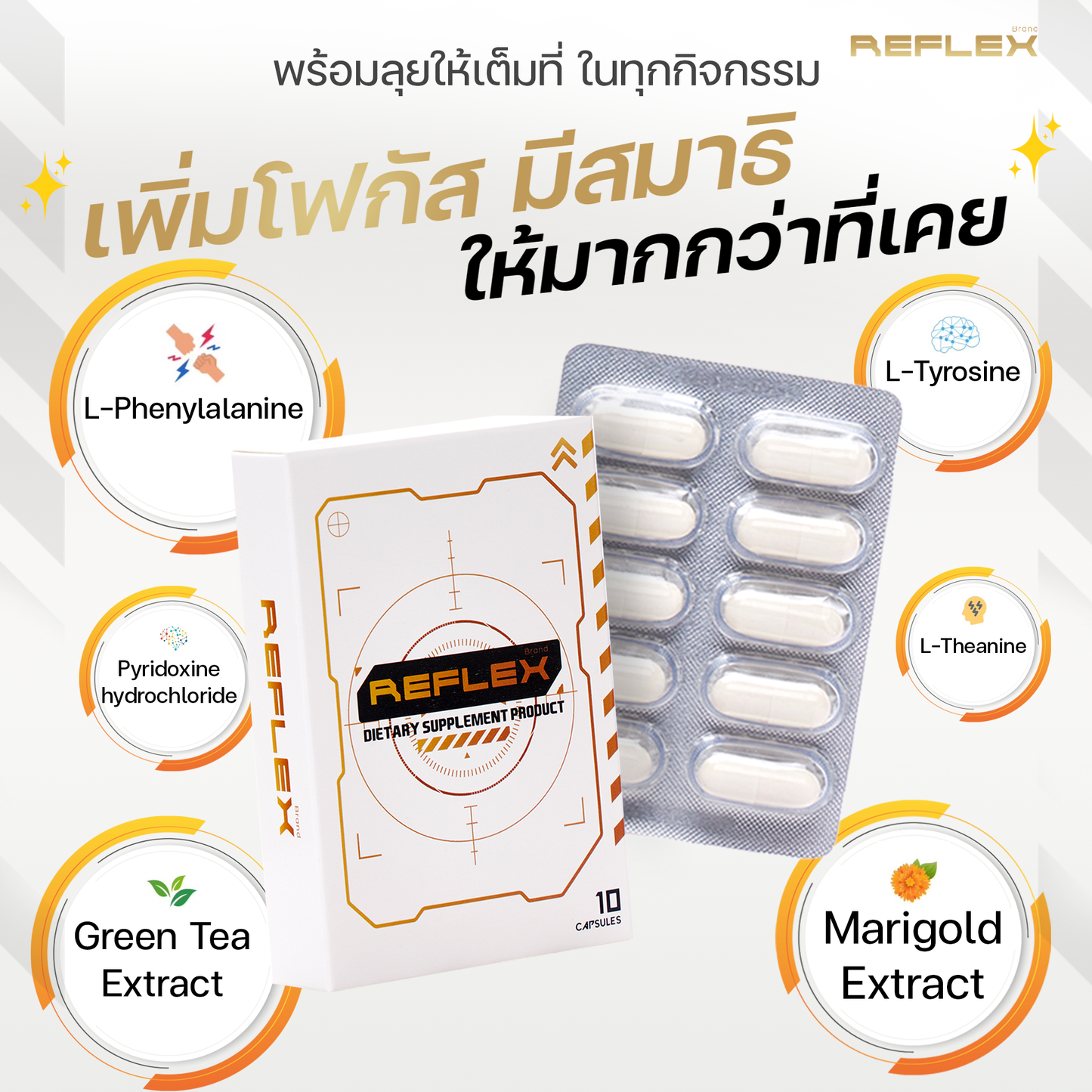 (โปรเซ็ท 1 เดือน) REFLEX เสริมอาหารเพื่อเกมเมอร์และนักกีฬาอีสปอร์ต